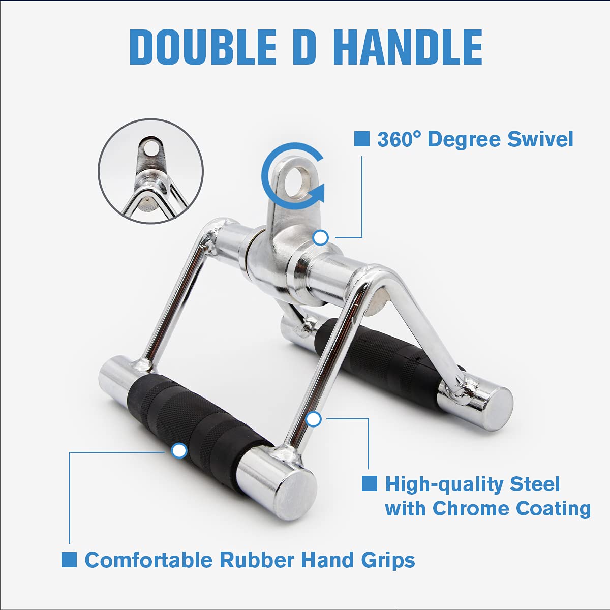 RitFit Cable Machine Attachments for Gym, LAT Pulldown Accessories with Multi-Option: V Bar, Tricep Rope, Double D Handle, Rotating Straight Bar, for Weight Fitness