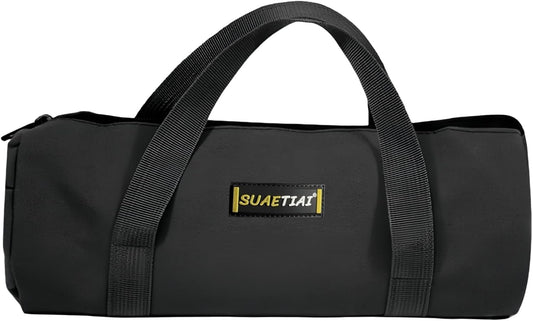 14 Inch Small Tool Bags for Men,Wide Mouth Zipper Tool Storage Bag,Large Capacity Canvas Tool Tote Bag,Portable Multi-Function Tool bag for Storage Wrenches,Screwdrivers,Repair Tools (Black)