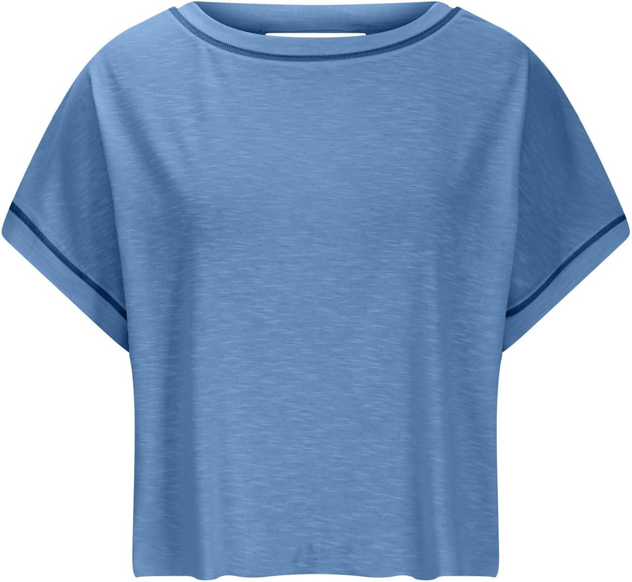 Skiennix Open Back Tops for Women - Backless Short Sleeve Workout Shirts | Slouchy Crop Gym Tees