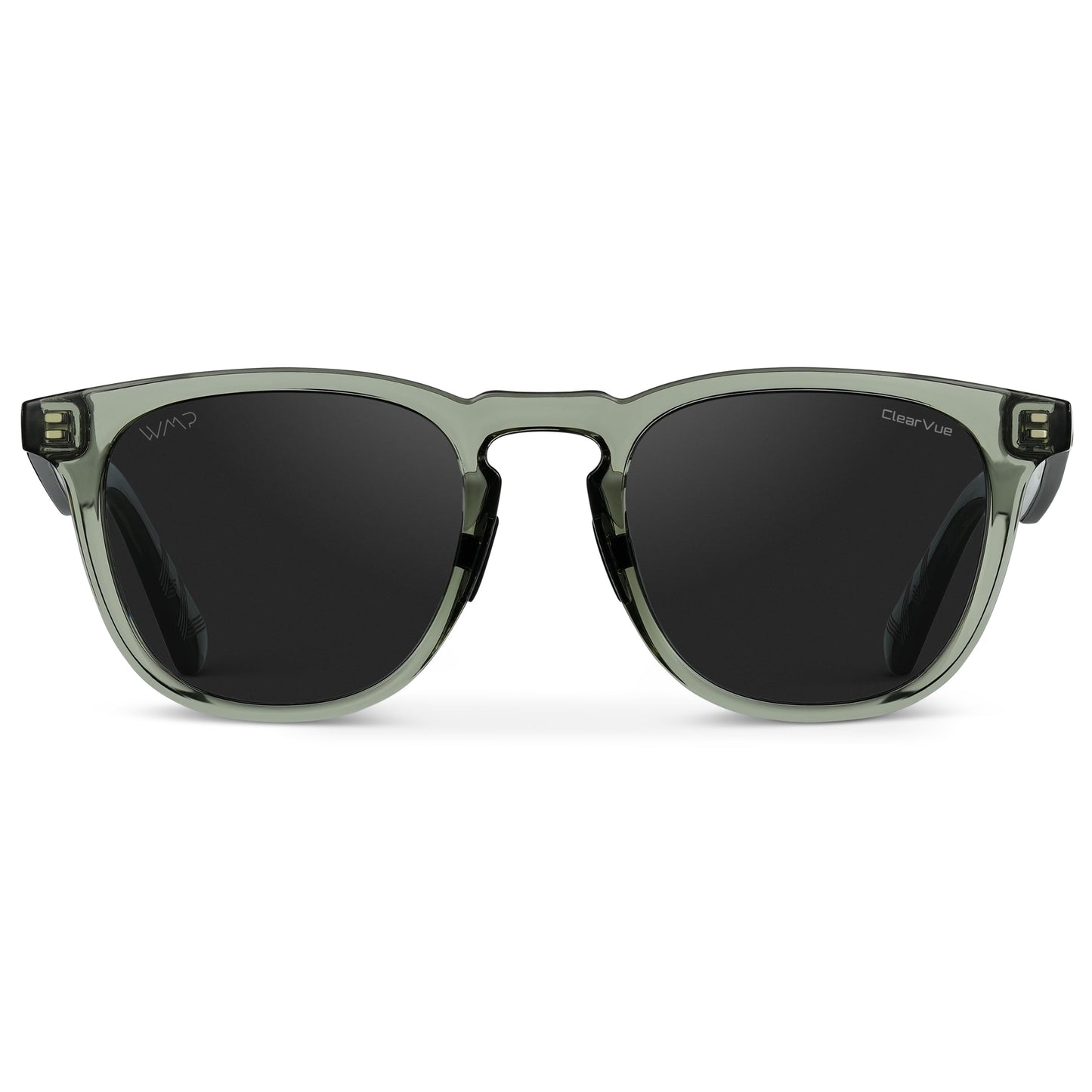 WearMe Pro WMP Eyewear – Men’s Polarized Sport & Golf Sunglasses: Round Frame, Anti-Reflective Lenses, Non-Slip Nose Pads, Lightweight (Crystal Agave Frame/Black Lens)