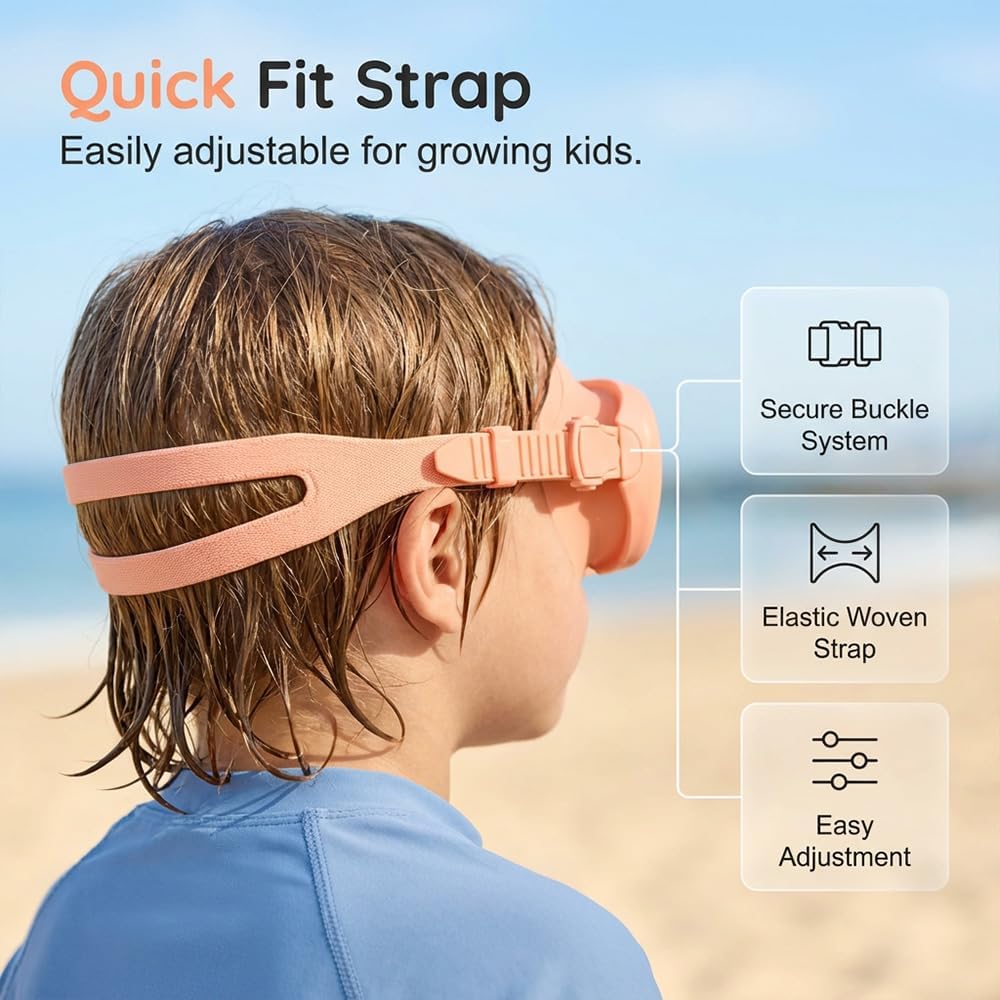 Runsgo HD Children's Waterproof Anti-Fog Swimming Goggles - Large Frame with Wide View & Nose Cover