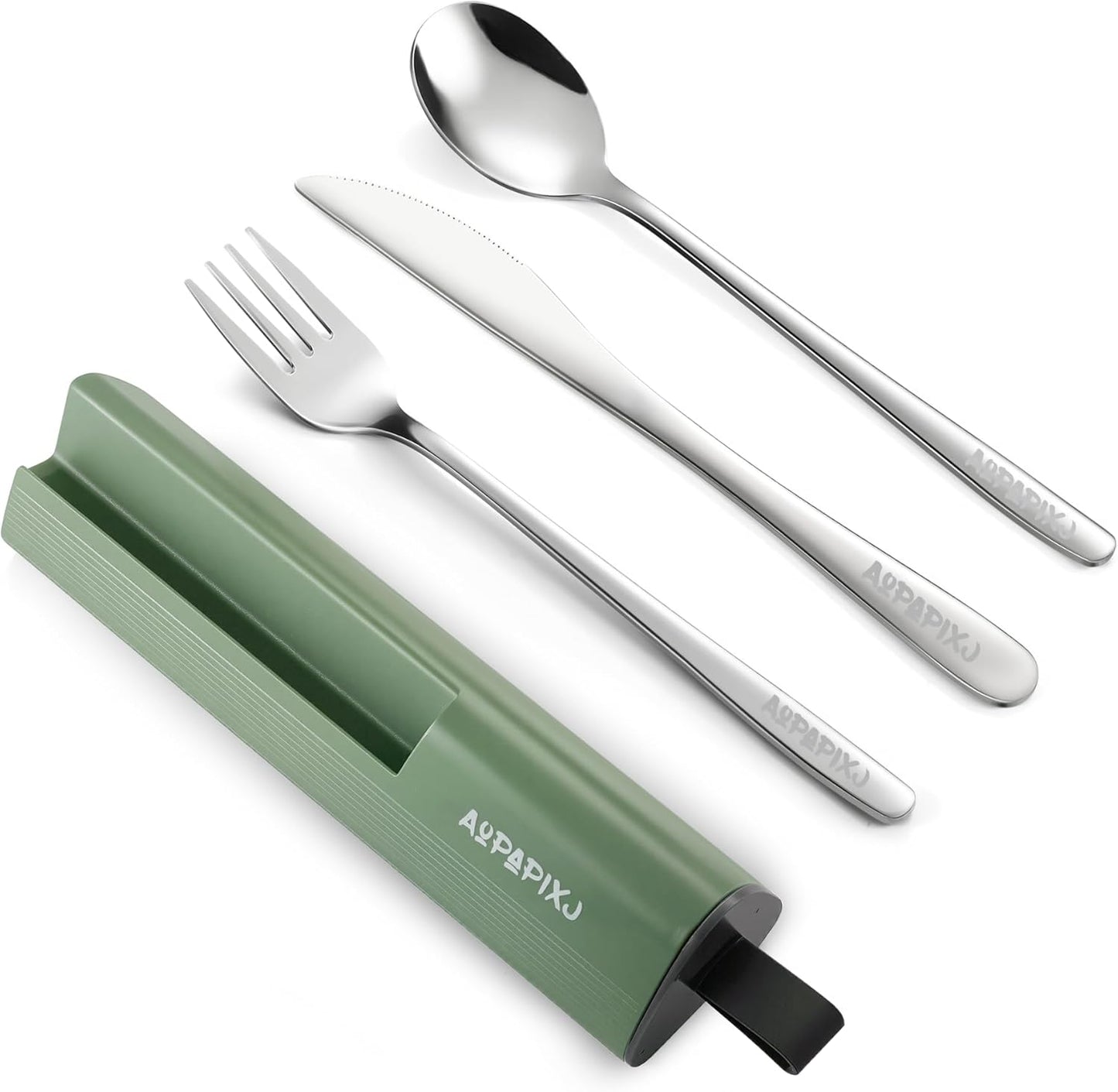 Skiennix Reusable Stainless Steel Utensils Set - Portable Travel Flatware Kit with Case & Phone Stand