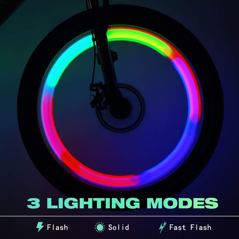 Bike Wheel Spoke Lights 6-Pack with Batteries Included, Kid Bicycle Accessories for Boys Girls with 3 Lighting Modes, Easy to Install Spoke Decorations