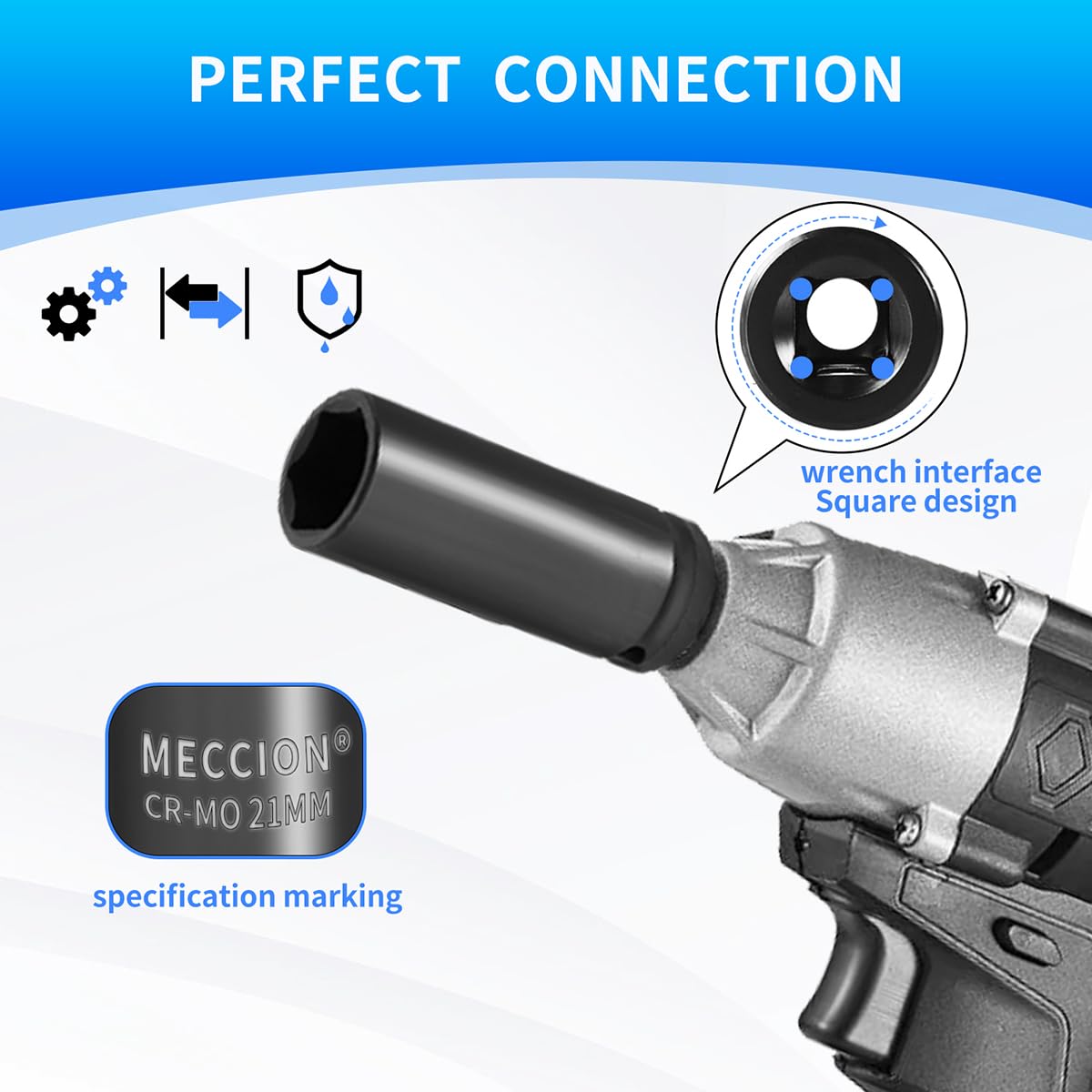 Meccion 1/2 Inch Drive Impact Socket 7/8 inch SAE, 6 Point Cr-Mo Deep Impact Socket, 78mm Length