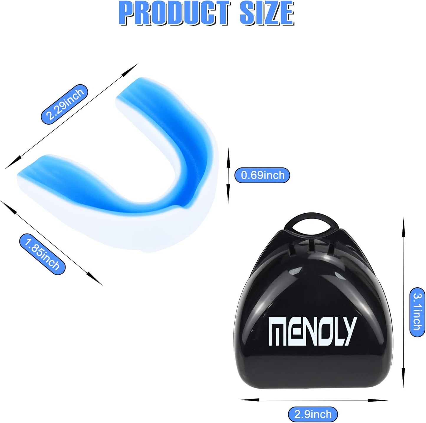MENOLY Youth Mouth Guard - 6 Pack with Portable Cases for Football, Basketball, Boxing & More