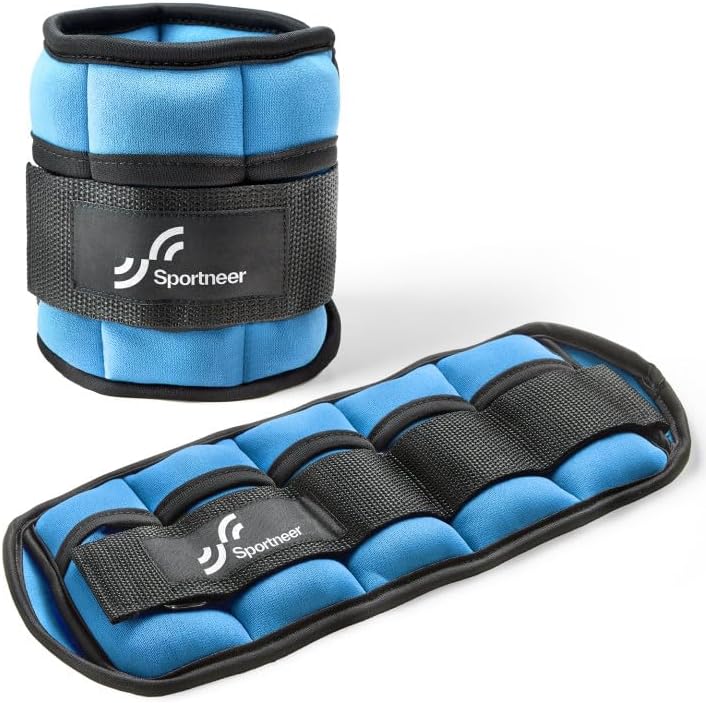 Sportneer Adjustable Ankle Weights - Comfortable Neoprene Leg Weights (2-10 lbs) for Walking, Running & Yoga