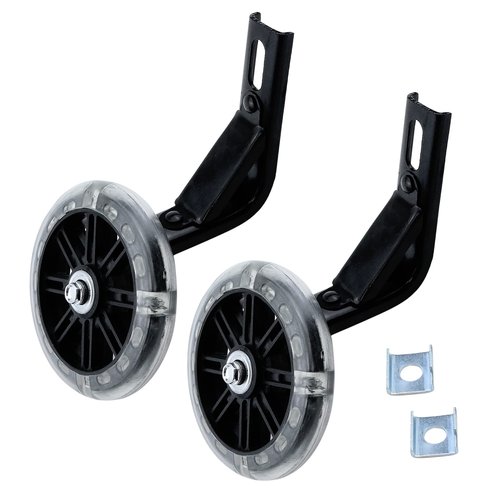 Tsnamay Pair of Bicycle Auxiliary Wheel Children's Bicycles Accessories for 14",Flash Training Wheels,Black