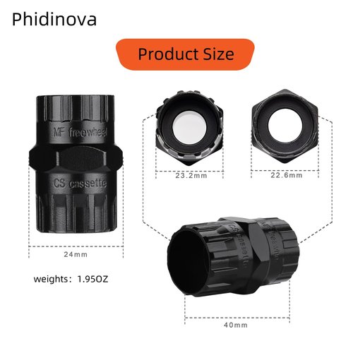 Phidinova Professional Dual Function 2-in-1 Bicycle Cassette and Freewheel Removal/Lockring Tool for Modern Bikes Drivetrain Service Tool