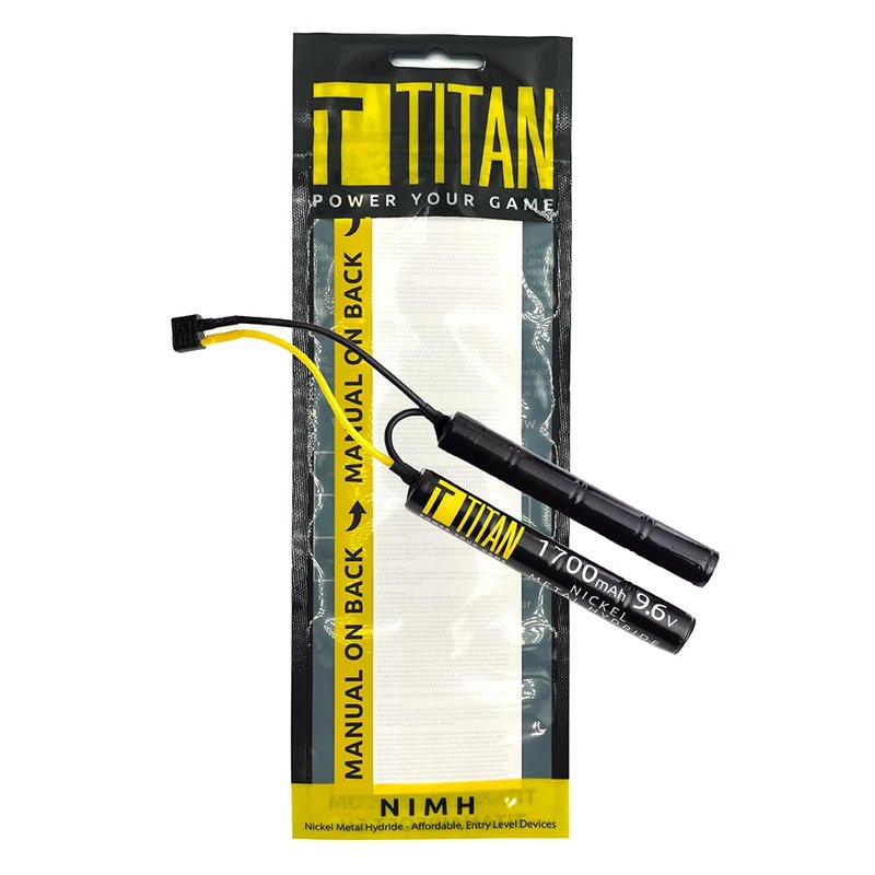 Titan Batteries Nimh Airsoft Battery Compatible with AEG Airsoft Gun - 9.6V, 1700 mAh Nunchuck