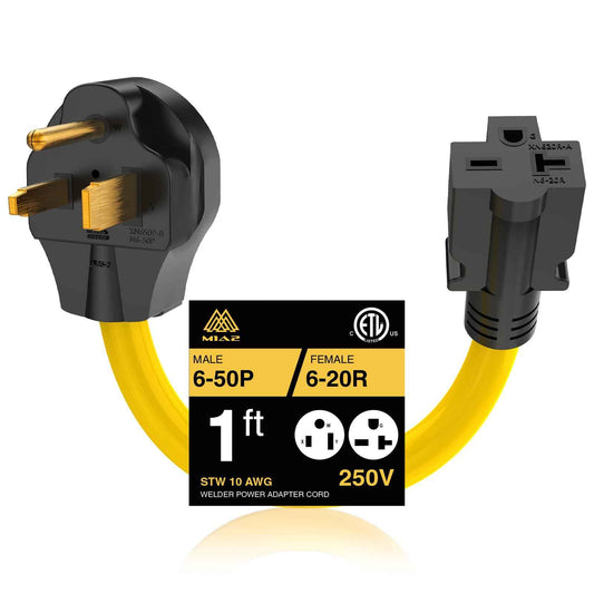 [240v to 240v] M1A2 Welder Power Adapter 220 Volt Plug Adapter Nema 6-50p to NEMA 6-20r for EV Electric Vehicle Charging STW 10AWG ETL Listed