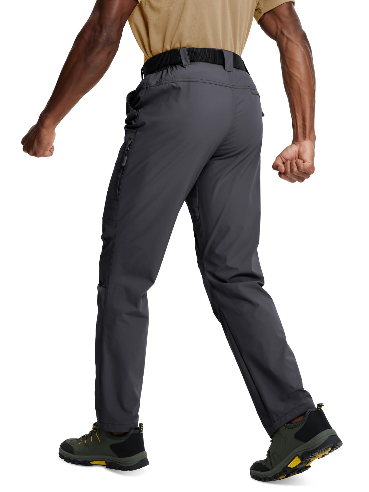 Zoofly Mens Cargo Pants Water Resistant Quick Dry Hiking Work Pants Nylon Light Weight Stretch Comfy Travel Fishing (Dark Grey, 36W*30L)