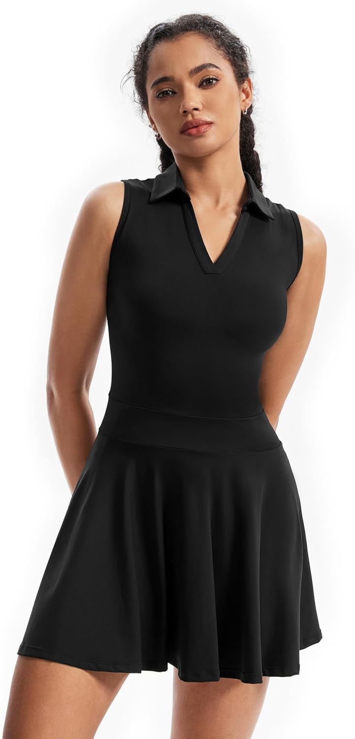 Skiennix Cute Golf Tennis Dress - Women's Athletic Outfit with Shorts & Pockets | Summer 2-Piece Set