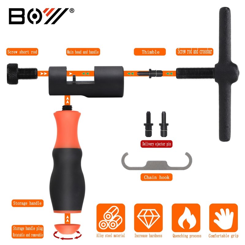Bike Chain Breaker Tool Set, Bike Breaker Main Chain Pliers Chain Checker Wear Indicator for 1-12 Speed Road MTB Bikes (Chain Breaker Set)