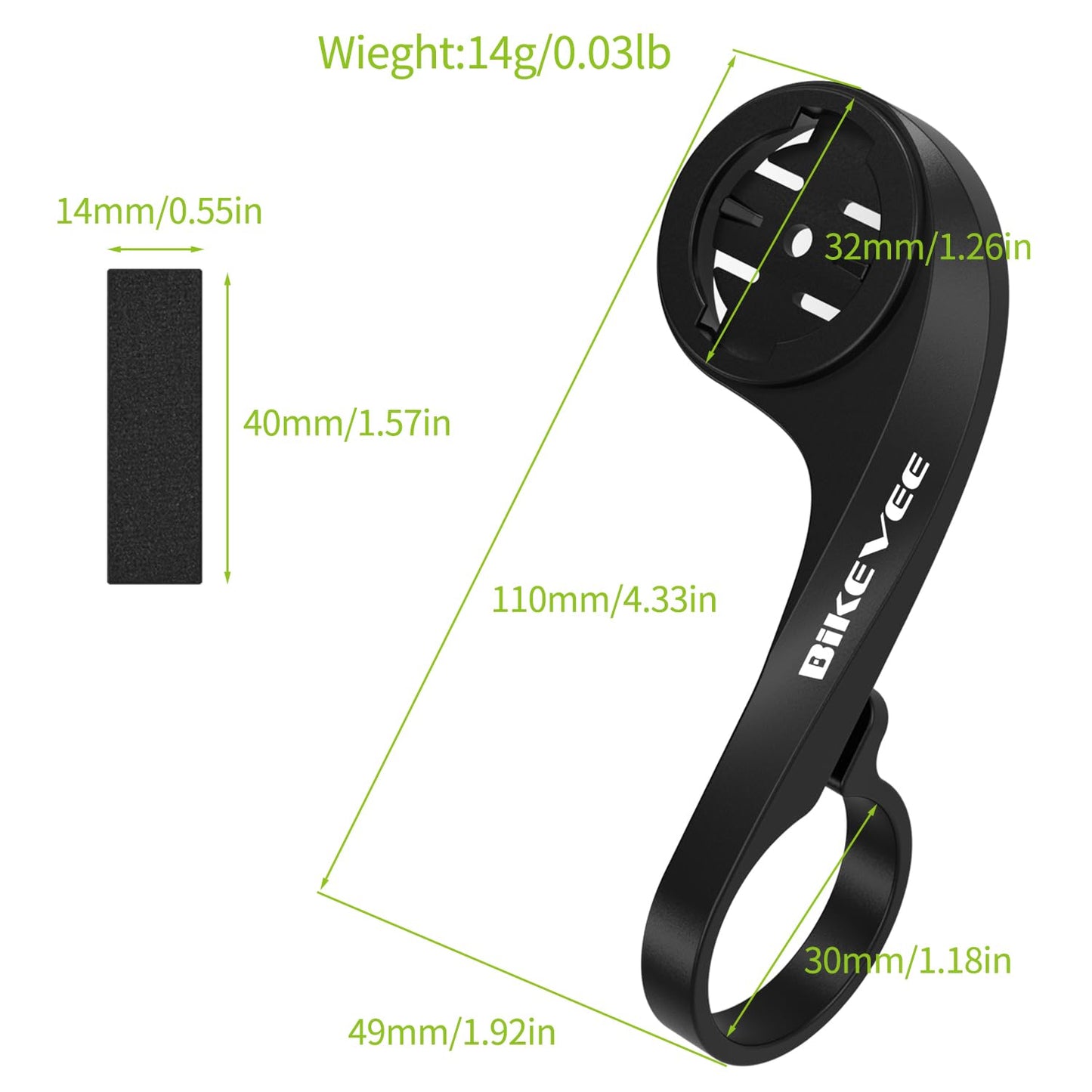 Bikevee Out Front Mount Compatible with Garmin Edge GPS Bike Computer Adapter for 25.4mm/31.8mm Handlebar - Secure & Universal