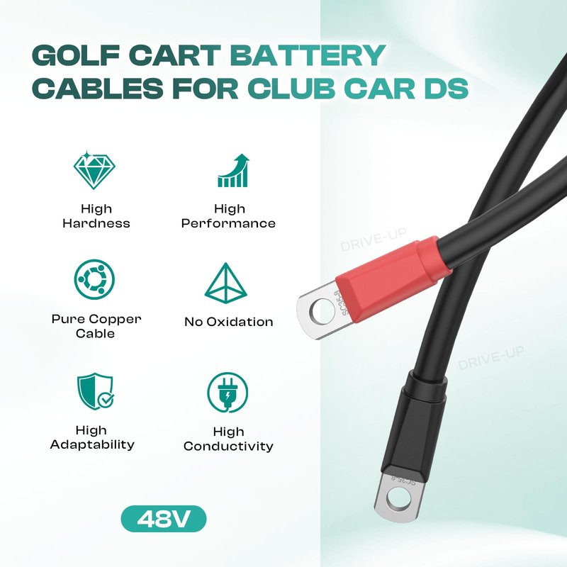 DRIVE UP Club Car DS Battery Cables, Golf Cart Battery Cables for Club Car DS 1995-Up Golf Carts 48V 4 Gauge (Set of 5)