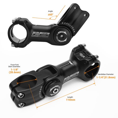 Himiway 31.8mm Bike Stem 110mm ±60 Degree Adjustable MTB Stem Aluminum Alloy Bicycle Handlebar Stem Extender Riser for Most Mountain Bike Road City Bike MTB (Only Fit 1.25"/31.8mm Handlebar)
