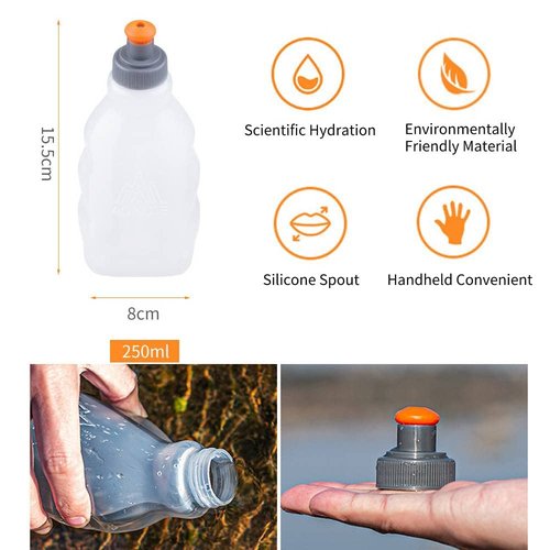 AONIJIE Ultralight Running Vest with Reflective Strip Breathable Hydration Backpack for Hiking Camping Marathon Cycling Race (Gray with 2*250ml Water Bottle)