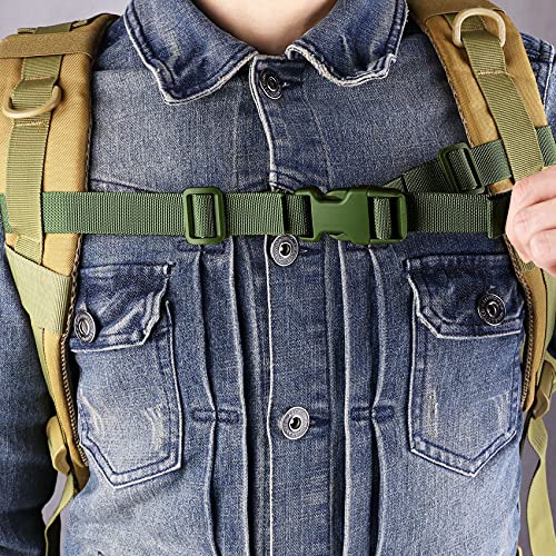 Adjustable Backpack Sternum Strap Chest Belt with Buckle - 4 Pack - Green
