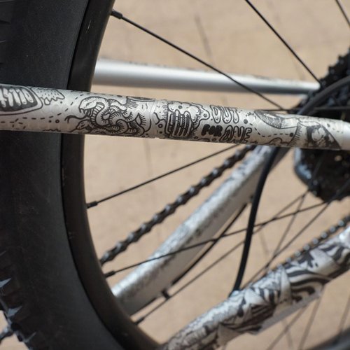 Riesel Design - Bike Rear Triangle Frame Protection Tape, for Chainstays and Seatstays, Protection Against Scratches and Abrasions - Easy Installation, No Tools Required - Chain:Tape 3000 - Vanlife