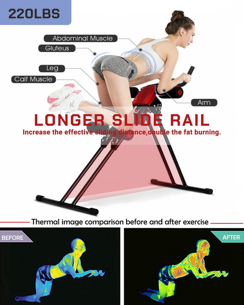 SPORFIT Ab Crunch Machine, Foldable Abdominal & Core Fitness Equipment, Height Adjustable Waist Trainer with LCD Display, Full Body Workout Machine for Home Use Black