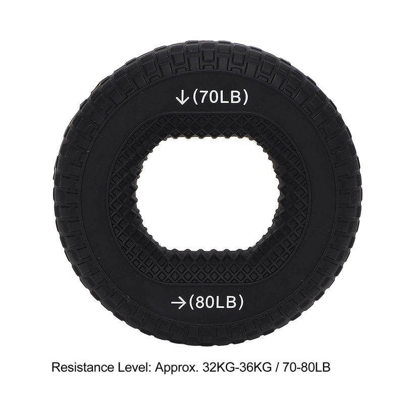 Grip Exercise Ring,70 to 80LB Hand Grip Strengthener Soft Silicone Portable Tire Texture Forearm Finger Exerciser Grip Strength Trainer Ring Black