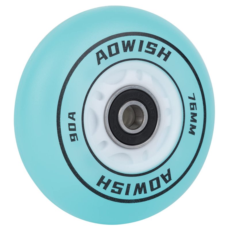 AOWISH Light-Up 80mm 85A Ripsurf Wheels with ABEC-9 Bearings for RipStik DLX Caster Board and Deluxe Junior Skateboard - Glow in The Dark (Set of 2) (Blue)