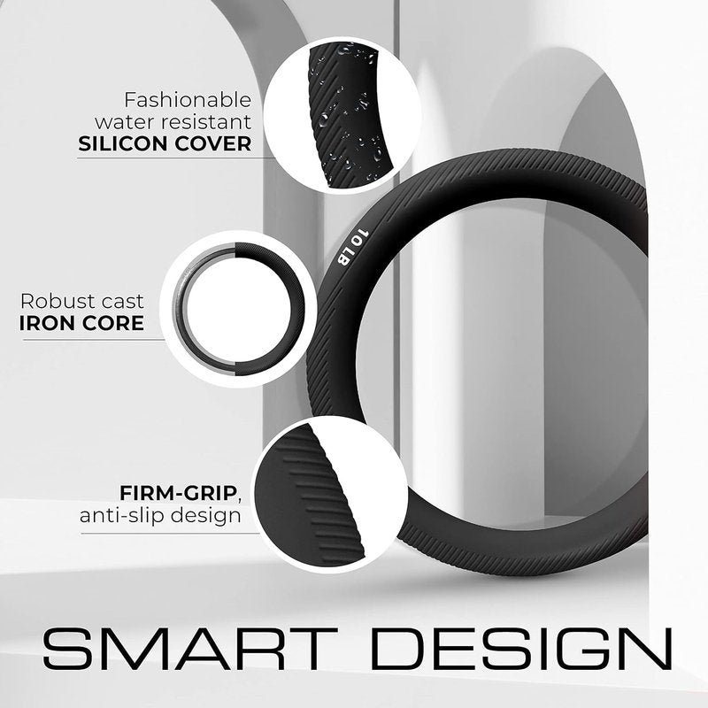 Yes4All Power Ring 10lbs, Weight Ring, Weighted Circle, Kettlebell for Yoga Exercise, Aerobics, Home Fitness, Core Training - Black