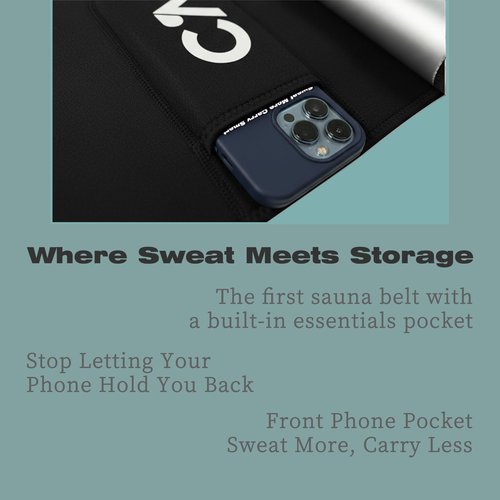 Chick-Active Heat-Boost Waist Trimmer with Secure Phone Pocket – Premium Sweat Amplifying Sauna Belt for Women & Men, Anti-Slip Core Trainer for Gym, Cardio & Enhanced Results (Black, Medium)
