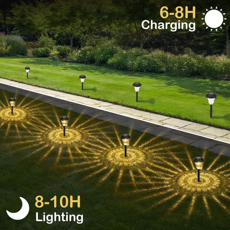 Rumiom Solar Pathway Lights Outdoor Waterproof, 4 Pack Solar Garden Lights with Auto On/Off, Bright Outdoor Garden Decor for Yard Patio Walkway Lawn Landscape, Warm White