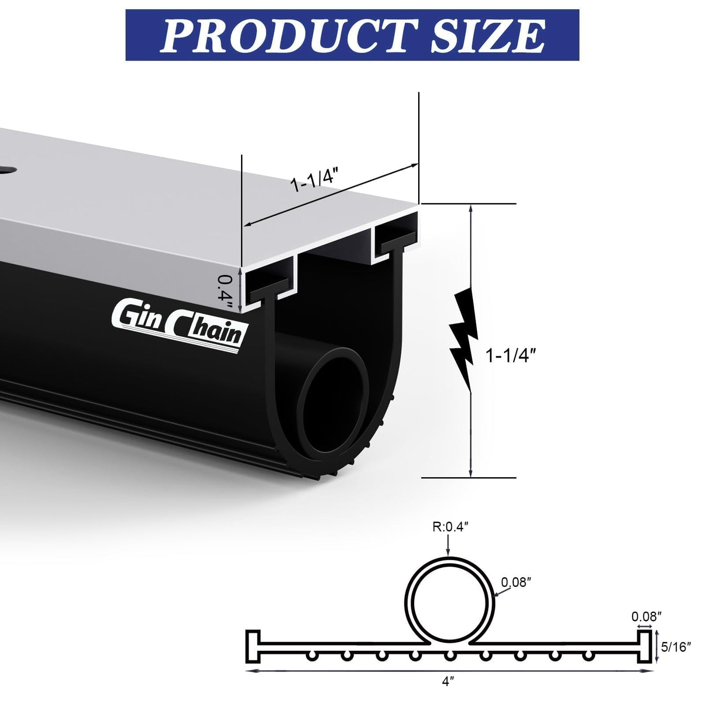 Ginchain U+O Ring Bottom Rubber Kit, Universal Garage Door Seals with Pre-drilled Aluminum Track Retainer Base, Heavy-Duty Weather Stripping Kit, 20 Feet