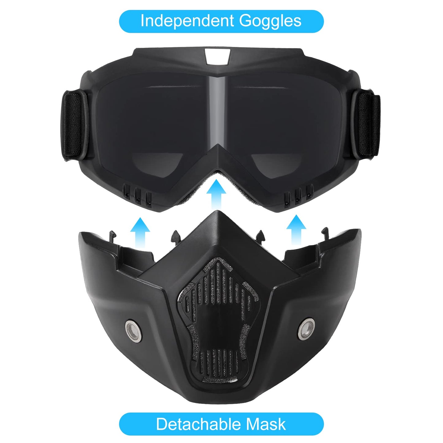 VPZENAR Airsoft Helmet and Full Face Mask,Paintball Black Helmet with NVG Mount Side Rail,Men's Military Costume Tactical Gear(PJ-BKGrey)