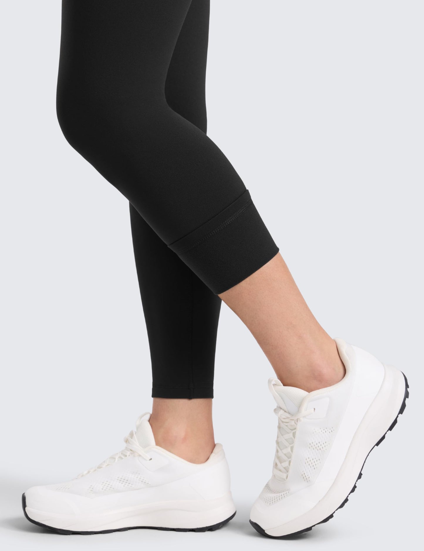 CRZ YOGA Womens Fleece Lined Leggings 25'' - Matte Winter Warm Thermal High Waisted Pants Casual Lounge Yoga Workout Black Small