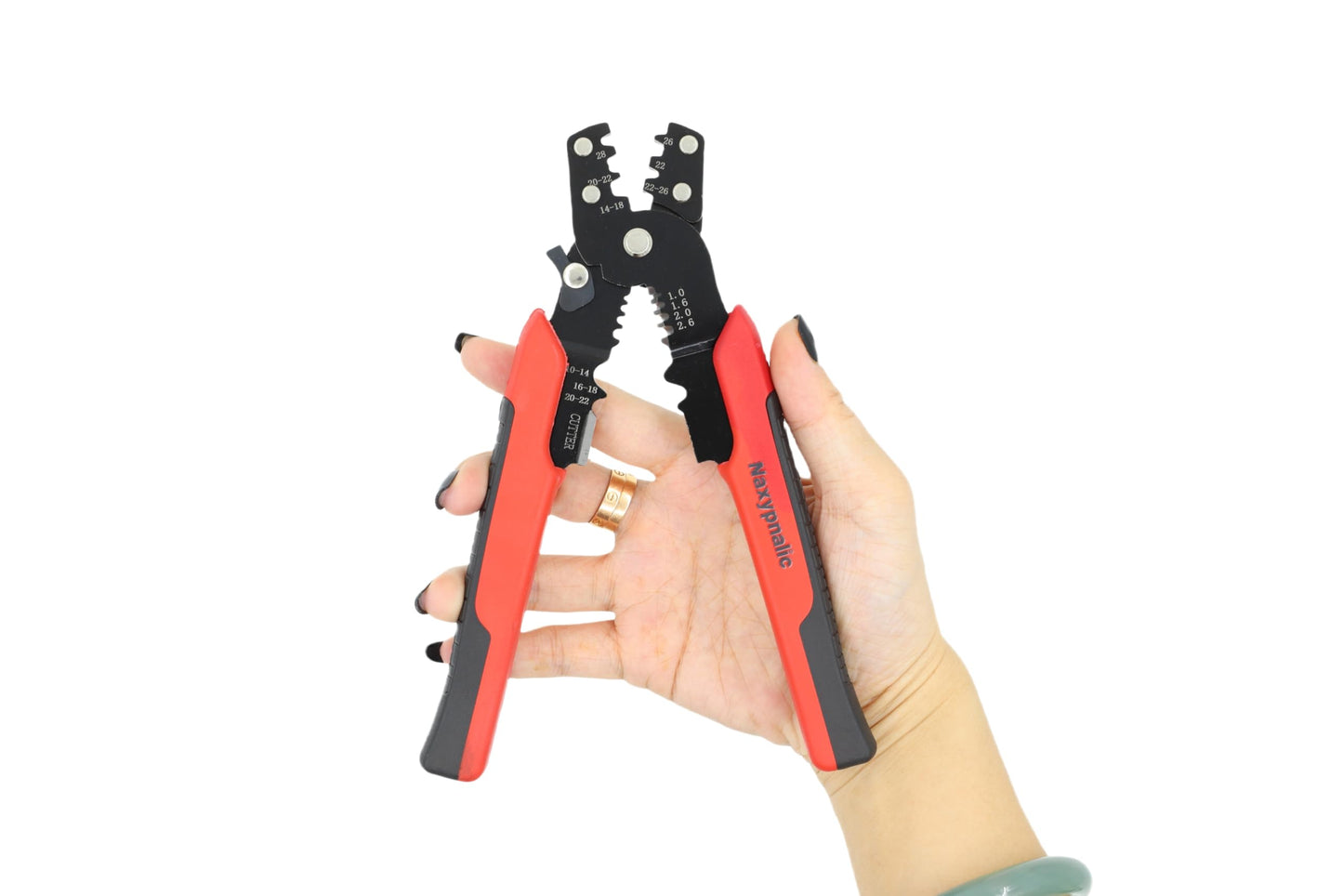 Naxypnalic 3 in 1 Wire Crimping tool 26-10 AWG with wire stripper,cutter,crimper for insulated,Bare,Heat Shrink connectors.