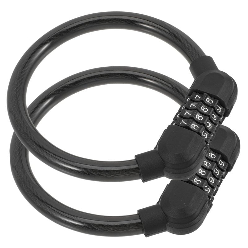 ETHZZLE 2-Pack Four-Digit Combination Bike Locks Wear-Resistant Cable Locks for Motorcycles Portable Heavy Duty Cycle Accessory for Outdoor Security