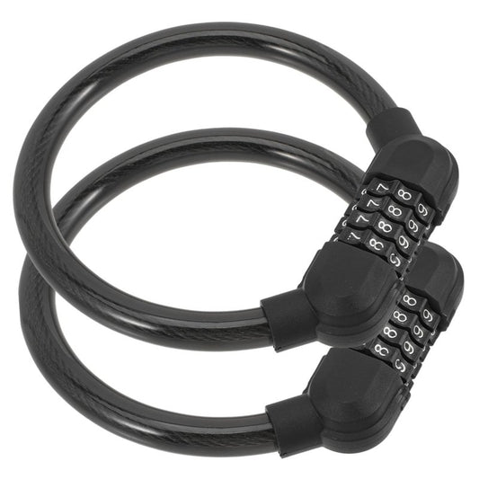 ETHZZLE 2-Pack Four-Digit Combination Bike Locks Wear-Resistant Cable Locks for Motorcycles Portable Heavy Duty Cycle Accessory for Outdoor Security