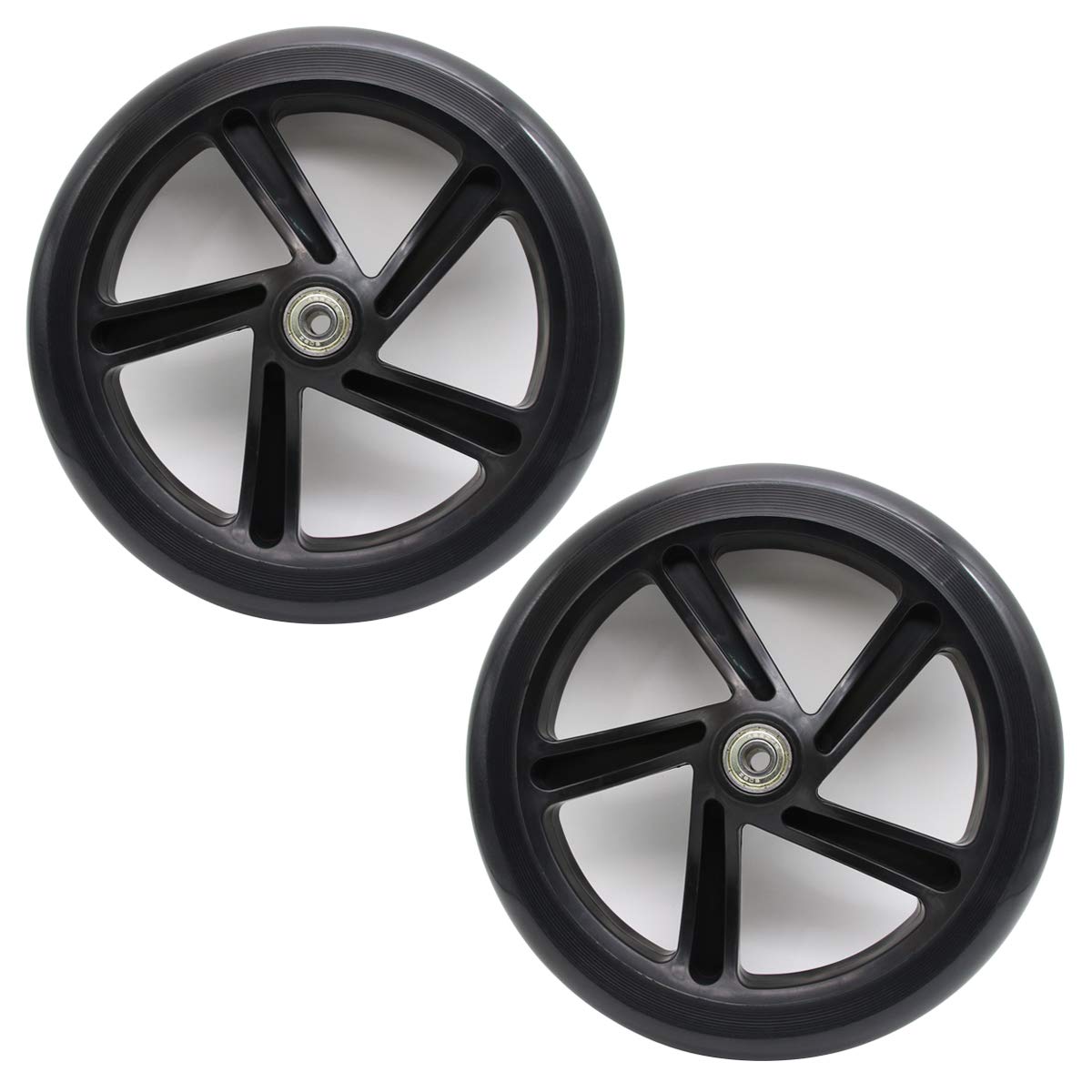 Z-FIRST 2PCS 200mm Adult Scooter Wheels with ABEC 9 Bearings for Razor and Adult Kick Scooters (Black)