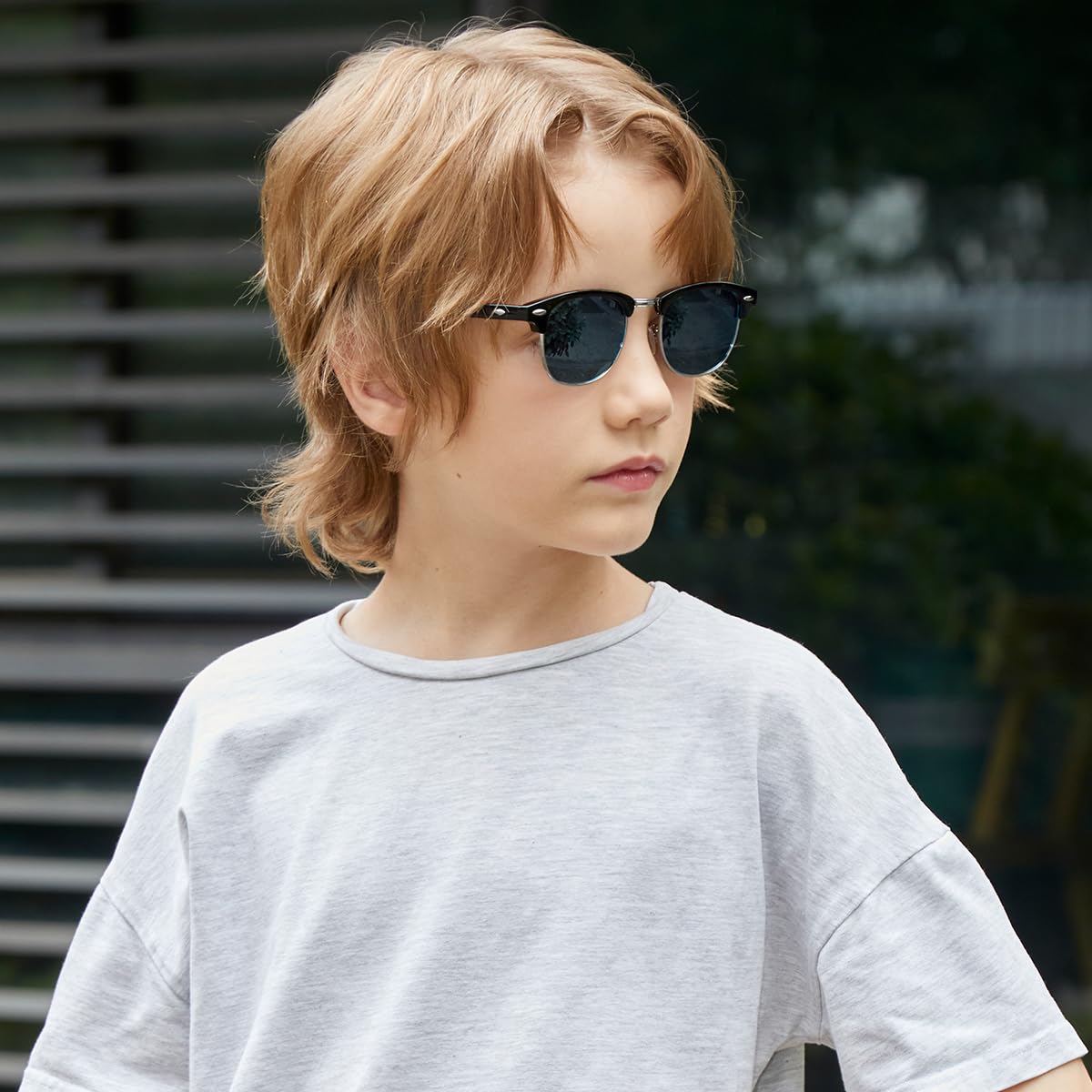 SEKKAF Kids Polarized Sunglasses for Boys Girls Retro Semi Rimless Frame Sun Glasses UV Protection Shades