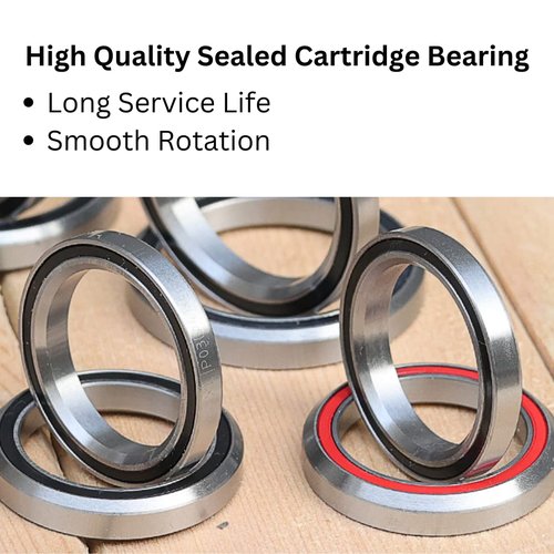 Juscycling 44/56mm Bike Headset, ZS44 / ZS56 (Zero Stack), with Sealed Bearings for Straight and Tapered Fork Steering Tube (Black)