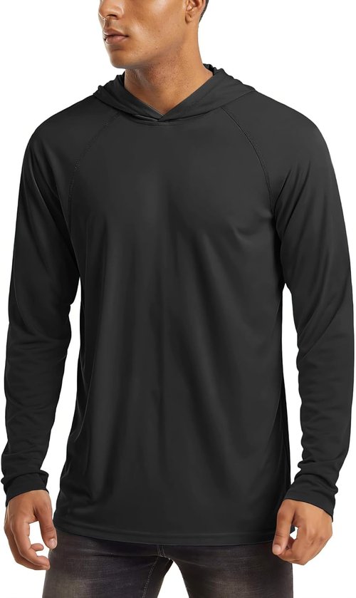 MAGCOMSEN Men's Long Sleeve Hooded T-Shirt - UPF 50+ Sun Protection for Fishing & Outdoor Activities