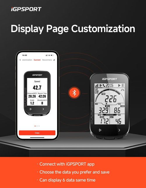 iGPSPORT BSC100S GPS Bike Computer Wireless, 2.6 inch LCD Display 40H Rechargeable Waterproof Cycling Computer (BSC100S)