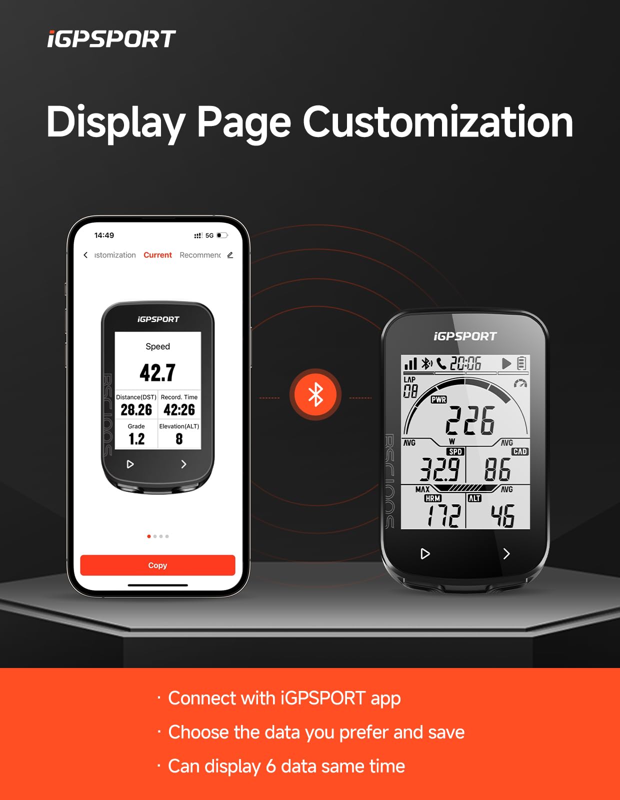 iGPSPORT BSC100S GPS Bike Computer Wireless, 2.6 inch LCD Display 40H Rechargeable Waterproof Cycling Computer (BSC100S)