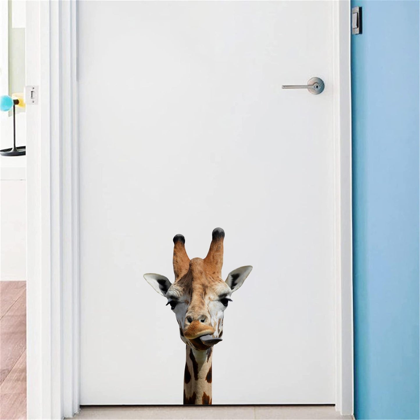 Cute Giraffe Wall Decal Peel and Stick Vinyl Safari Decal Funny Gift for Friends Kids Room Wall Window Decor Fridge Closet Sticker
