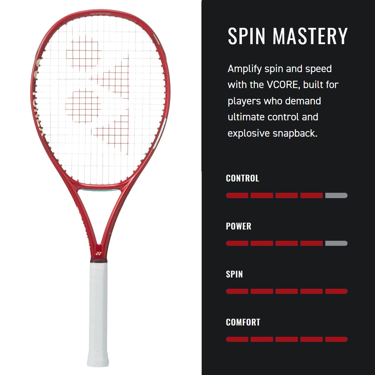 YONEX VCORE 100 Tennis Racquet – Ruby Red, 100 sq.in Head, G2 Grip, VC081002