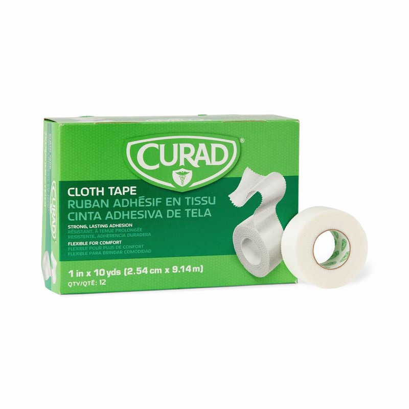 Curad Cloth Silk Adhesive Medical Tape, 1" x 10 yds, 12 Count
