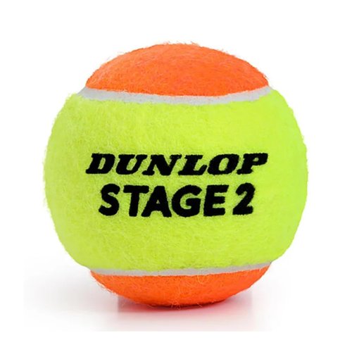 Dunlop Low Compression Training Tennis Balls for Kids & Beginner Players (3 Ball Pack, Stage 2 (Orange Dot))
