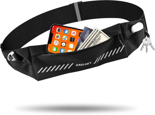 HAISSKY Running Belt - Slim Fanny Pack for Men & Women | Phone Holder & Money Pouch | Fits 27" - 51" Waist