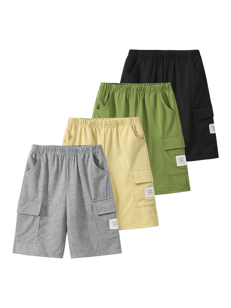 Fdqin Boys Cargo Shorts Summer Clothes Pull On Jogger Short with Pocket Pull On Sweat Shorts for Kids Athletic Shorts 5-6 Years