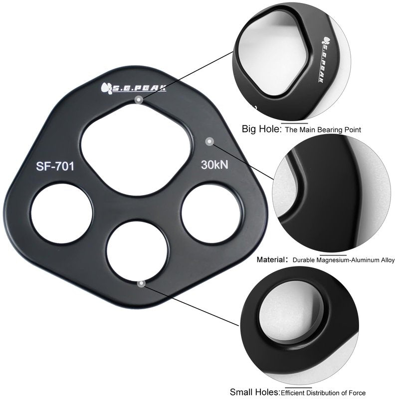 SEPEAK 30kN Rigging Plate, Force Divider Plate Bear, Anchor Multipliers Connector Gear for Yoga Hammock Descender Rock Climbing
