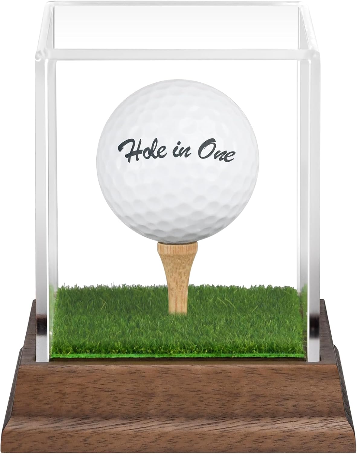 Wanult Golf Ball Display Case - Premium Acrylic Holder with Wood Base & Lifelike Turf | Perfect Gift for Golf Enthusiasts