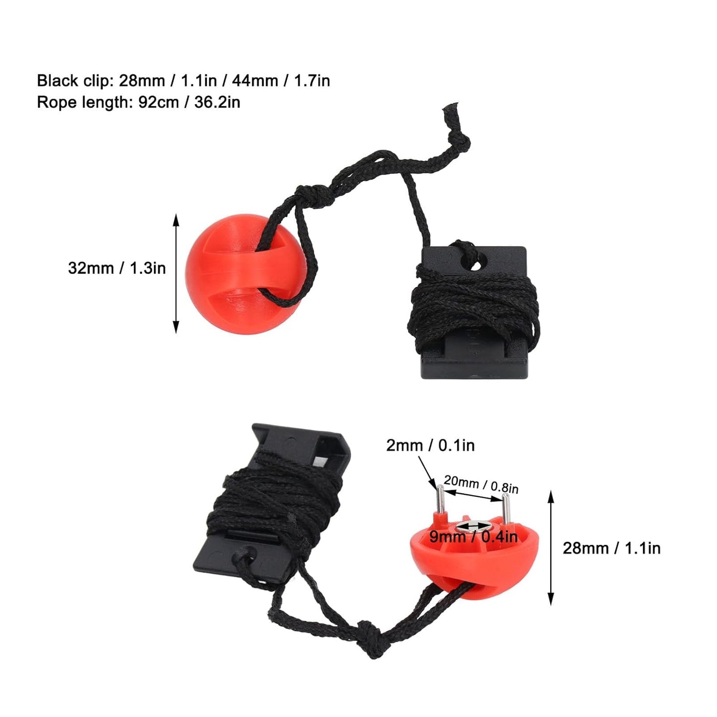 Universal Treadmill Safety Key - 2 Pack for NordicTrack, ProForm, Weslo & More | Compatible with All ICON Treadmills